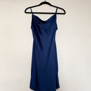Urban Outfitters Navy Blue Slip Mini Dress Cowl Neck Sleeveless